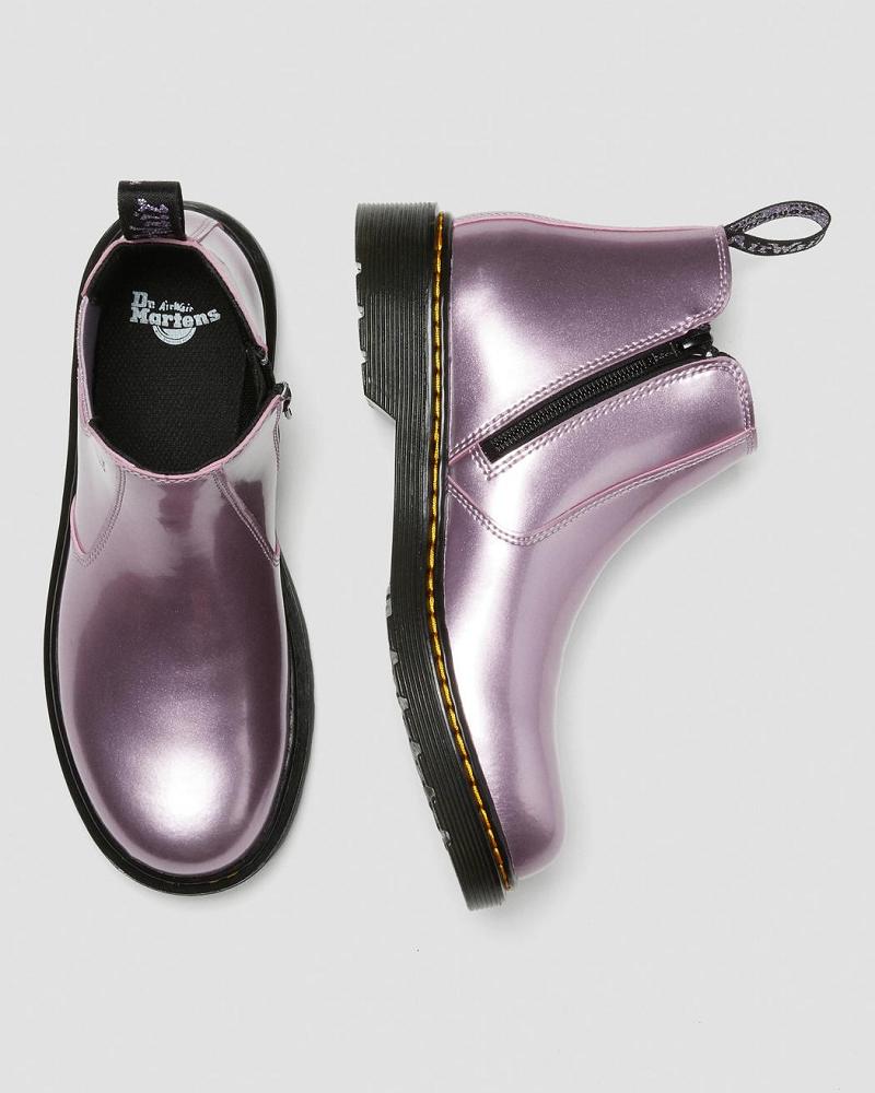 Kids' Dr Martens Youth 2976 Metallic Chelsea Boots Pink | AU 670LIS